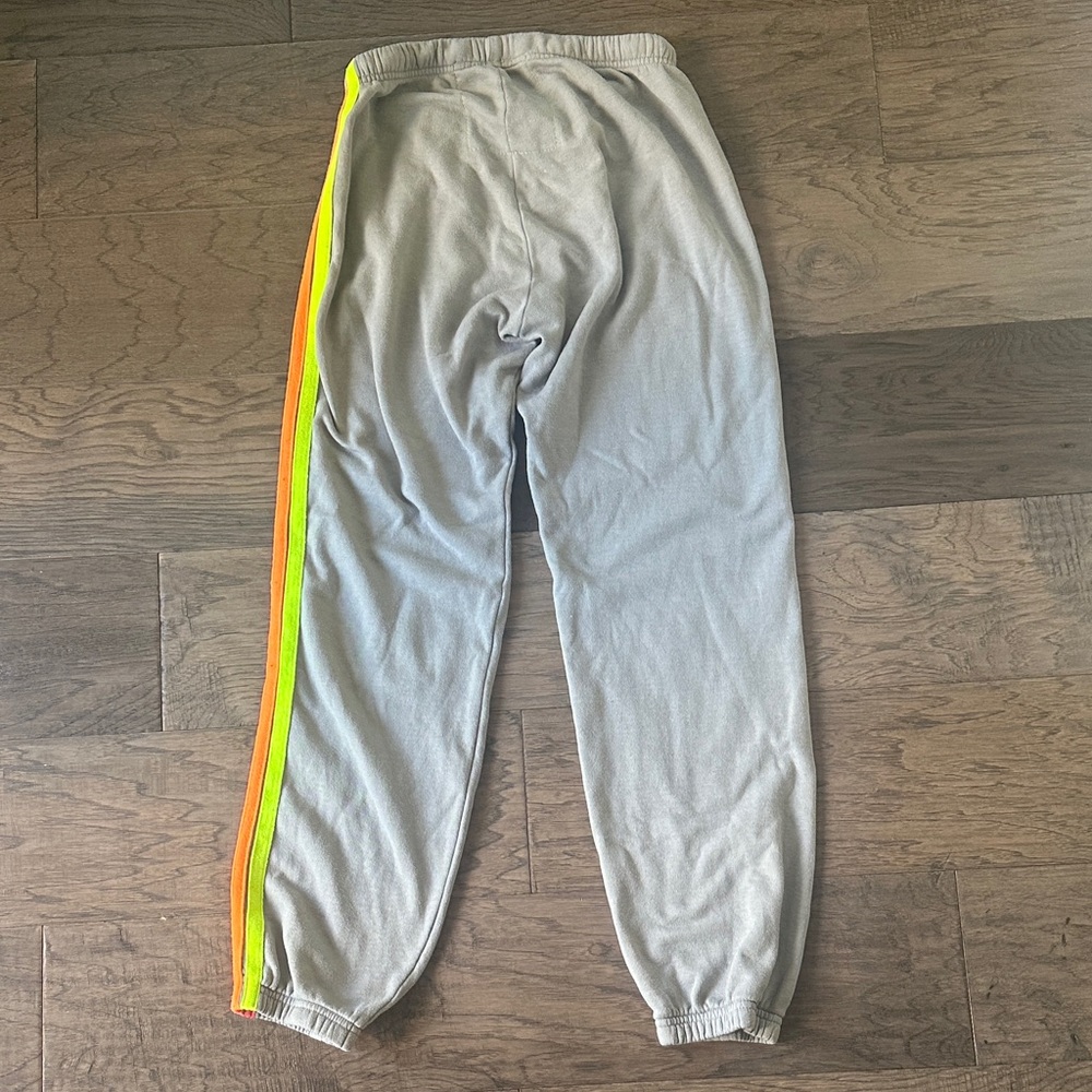 Aviator Nation Four Stripe Gray/Neon Sweatpants-Medium - Picture 4 of 6
